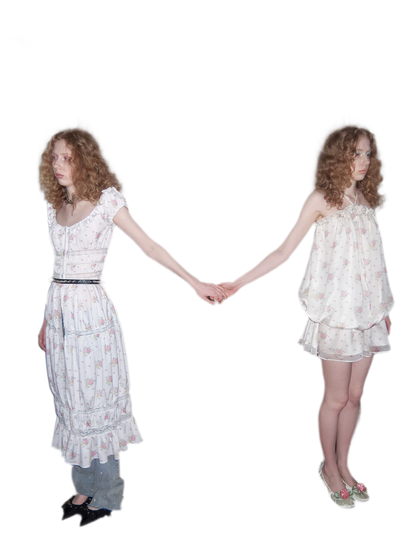 Long Floral Lace Chiffon Dress