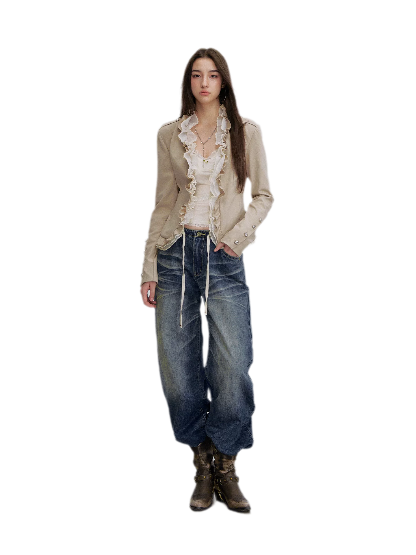 Vintage Wash Wide-Leg Jeans