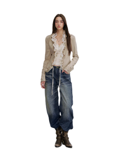 Vintage Wash Wide-Leg Jeans