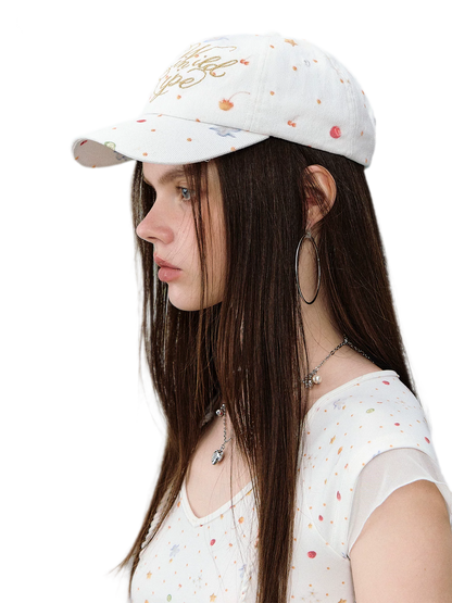 Fruit Print Embroidered Cap