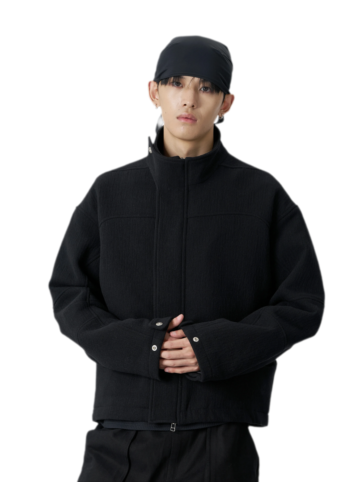 Wool Blend Stand-Collar Jacket