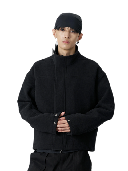 Wool Blend Stand-Collar Jacket