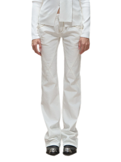 Vintage Distressed Slim White Denim Pants