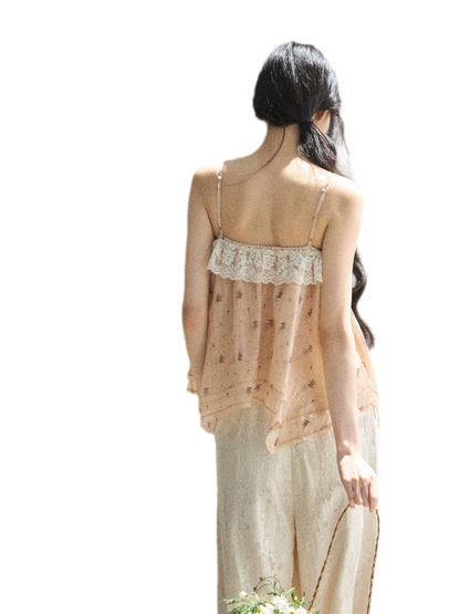 Lace Trim Asymmetric Cami