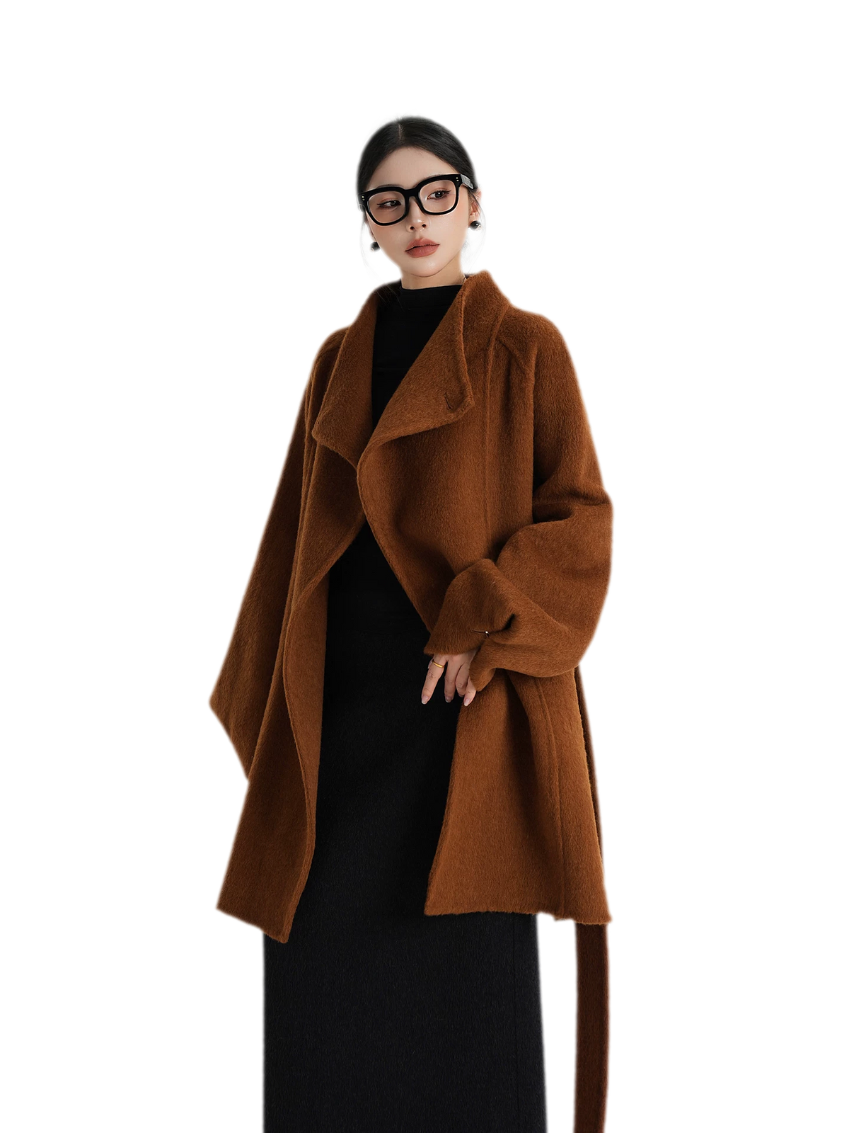 Manteau oversize en laine brossée