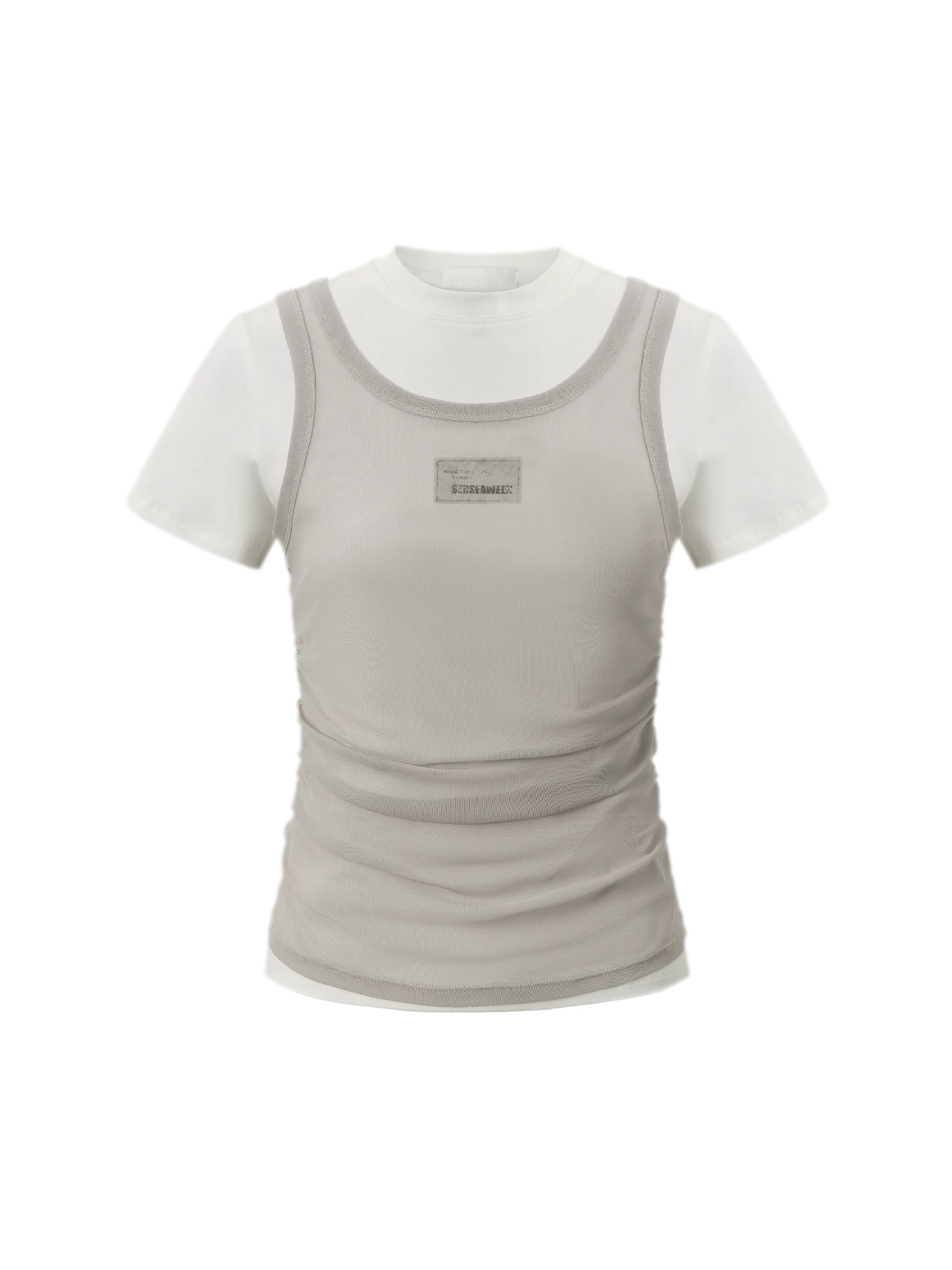 Layered Ruched Cropped T-Shirt