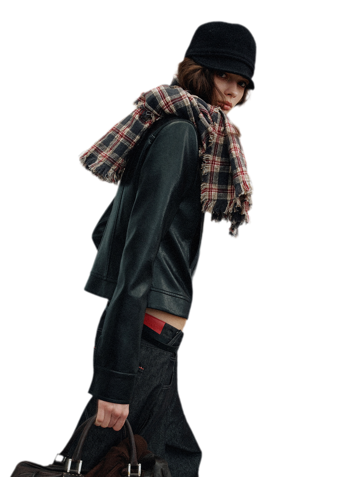 Wool Plaid Fringed Scarf