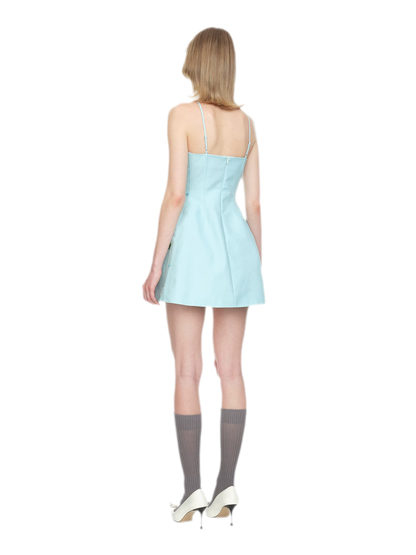 Embroidered Bow Halter Mini Dress