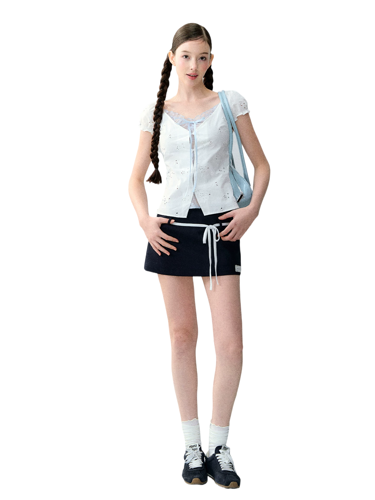 Sweet Elastic Puff Sleeve Lace Short Sleeve Top