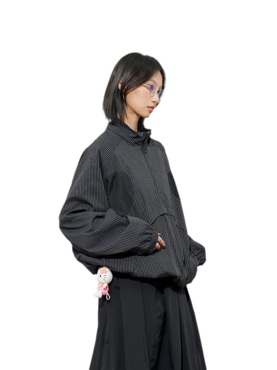 Checked Zip Pullover Jacket