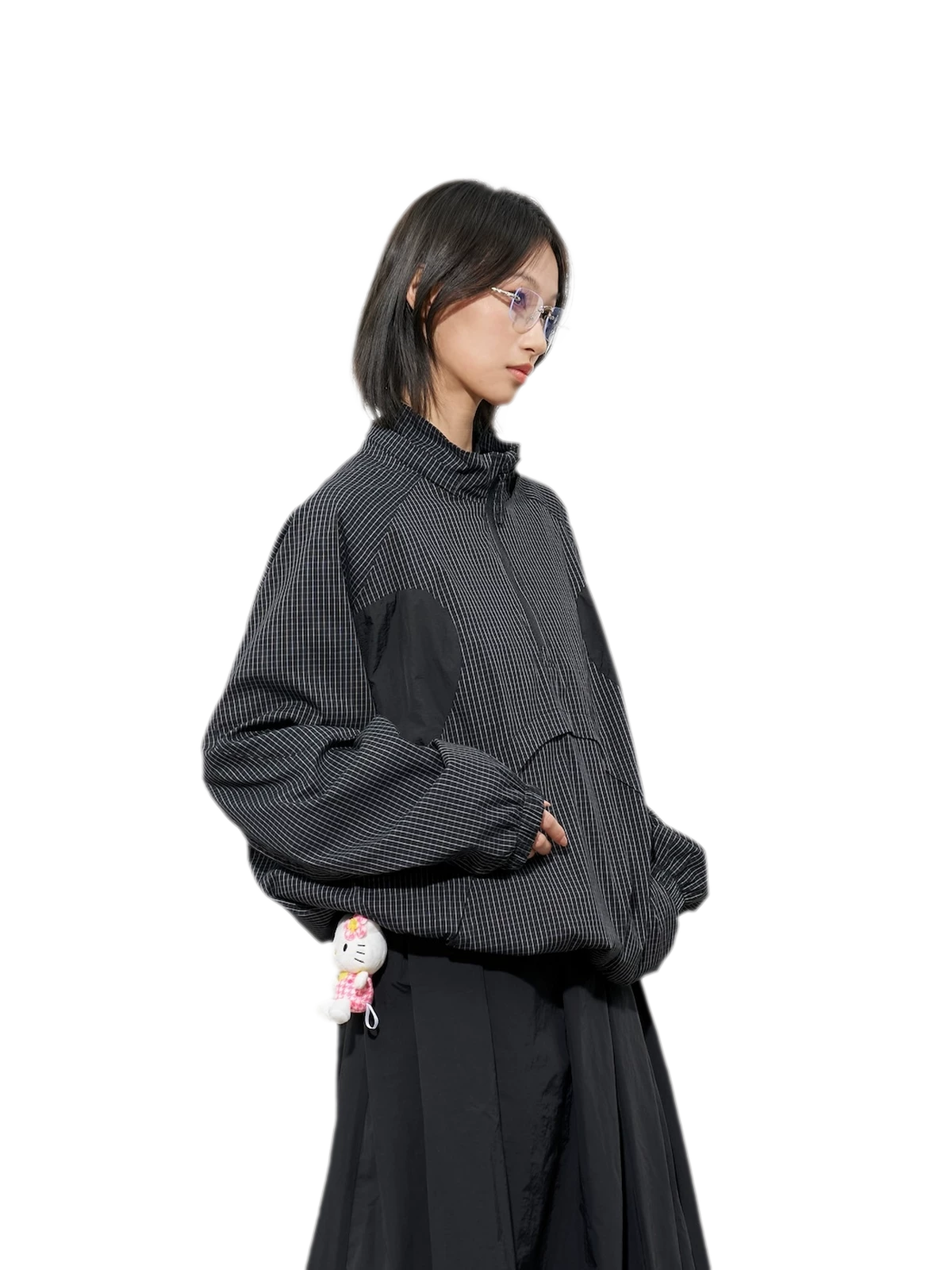 Checked Zip Pullover Jacket