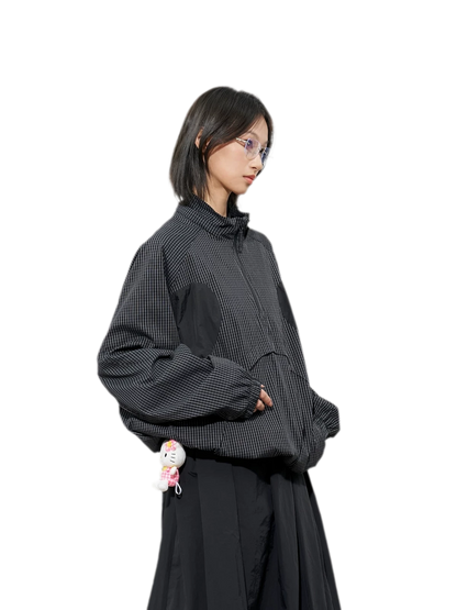 Checked Zip Pullover Jacket