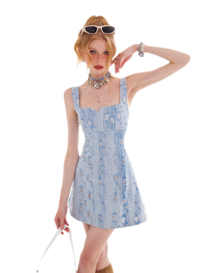 Distressed Denim Cami Dress
