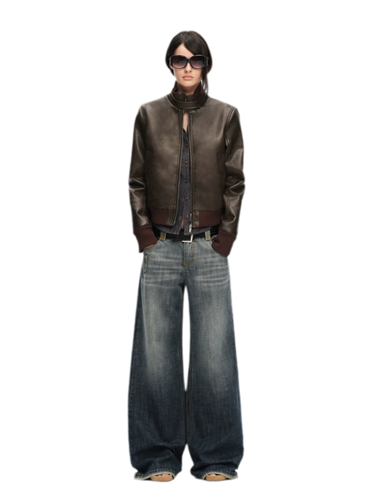 Matte Cropped Biker Jacket
