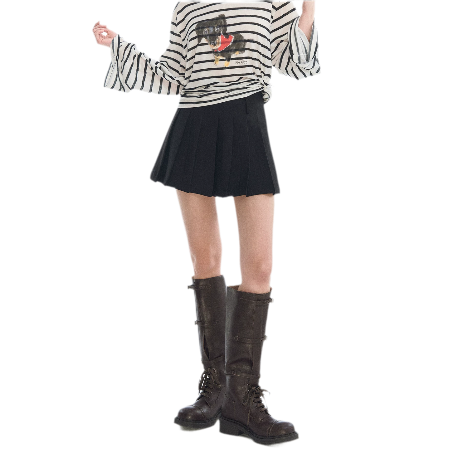 Asymmetrical Pleated A-Line Skort