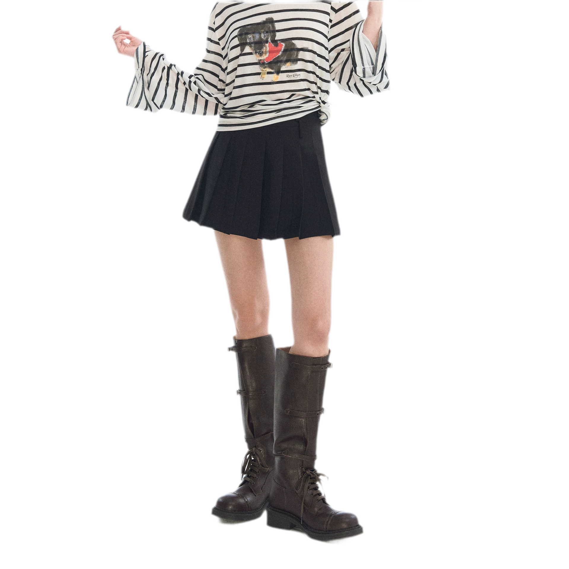 Asymmetrical Pleated A-Line Skort