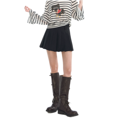 Asymmetrical Pleated A-Line Skort