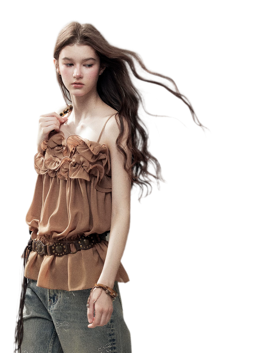 Chiffon Ruffle Cami Top
