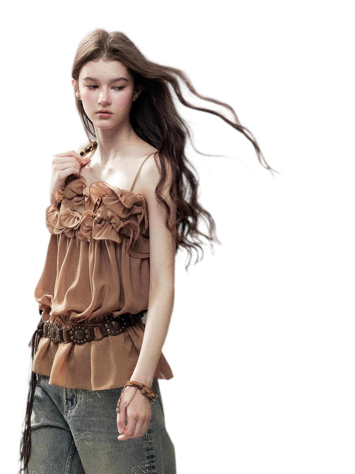 Chiffon Ruffle Cami Top