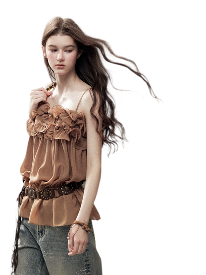 Chiffon Ruffle Cami Top