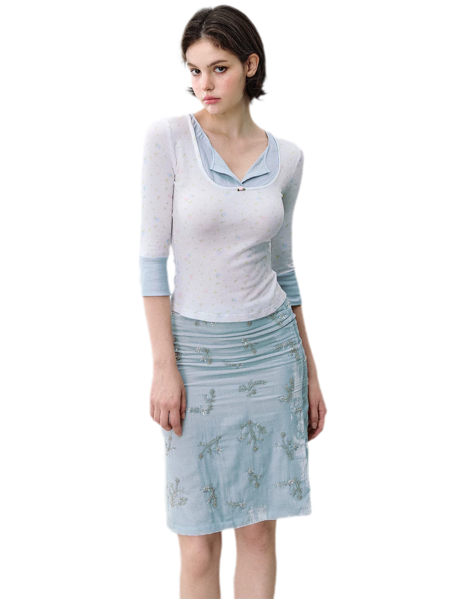Iris Print Layered T-shirt