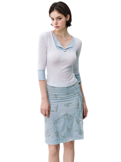 Iris Print Layered T-shirt