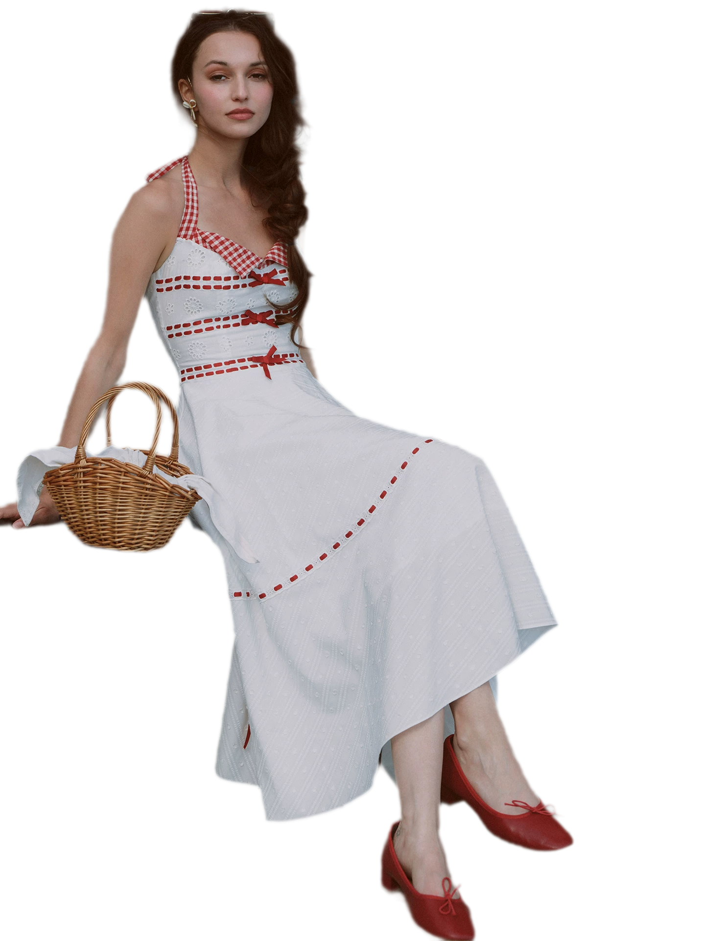 Cotton Embroidered Halter Dress