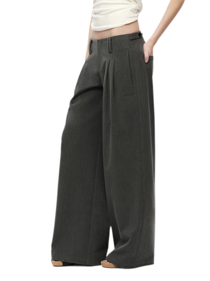 Gray Wide Leg Suit Pants