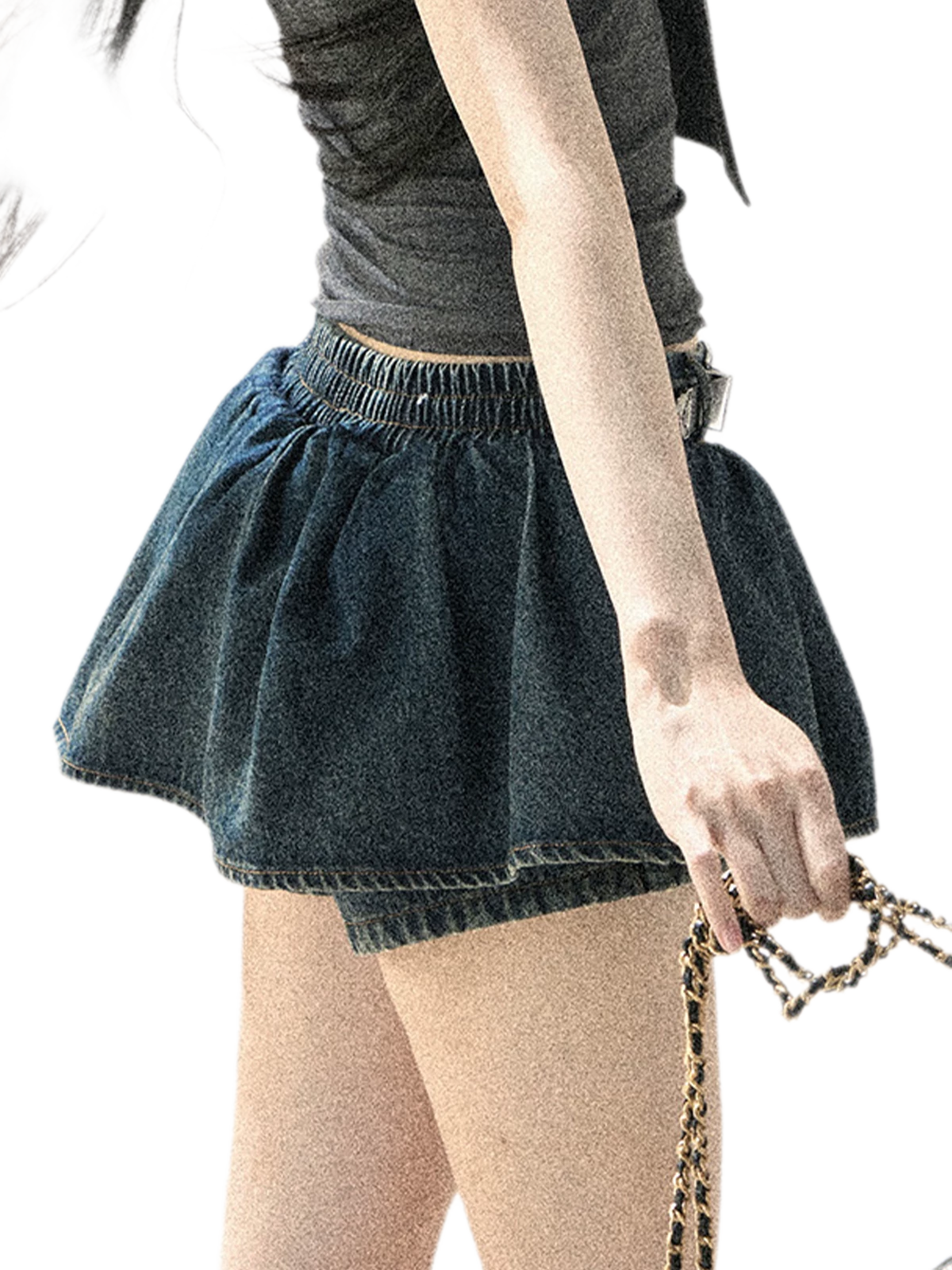 Washed Denim A-Line Skirt