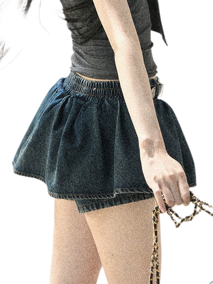 Washed Denim A-Line Skirt
