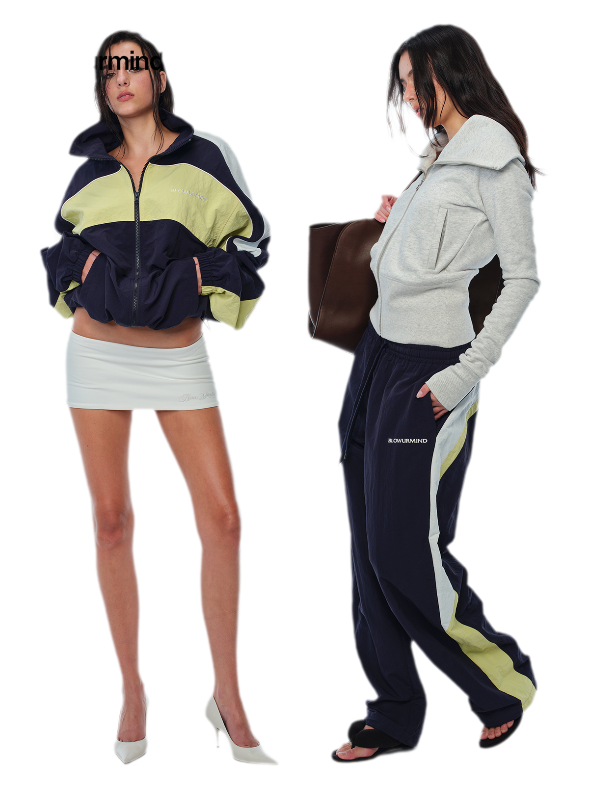 Color-Block Cropped Tracksuit Set