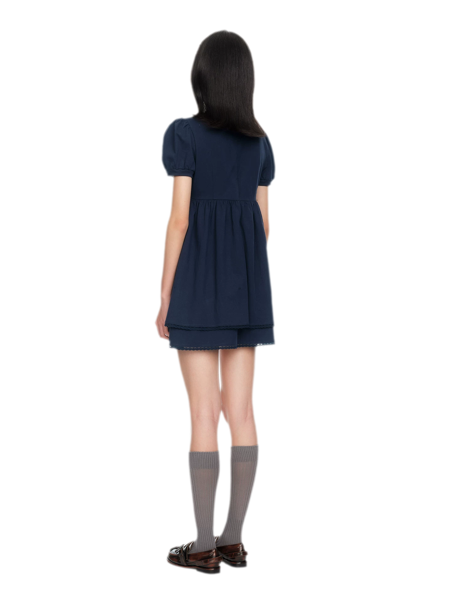 Cotton Puff Sleeve Bow Dress