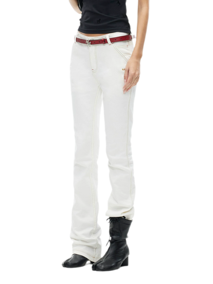 White Denim Jeans - Slim Fit Straight Leg