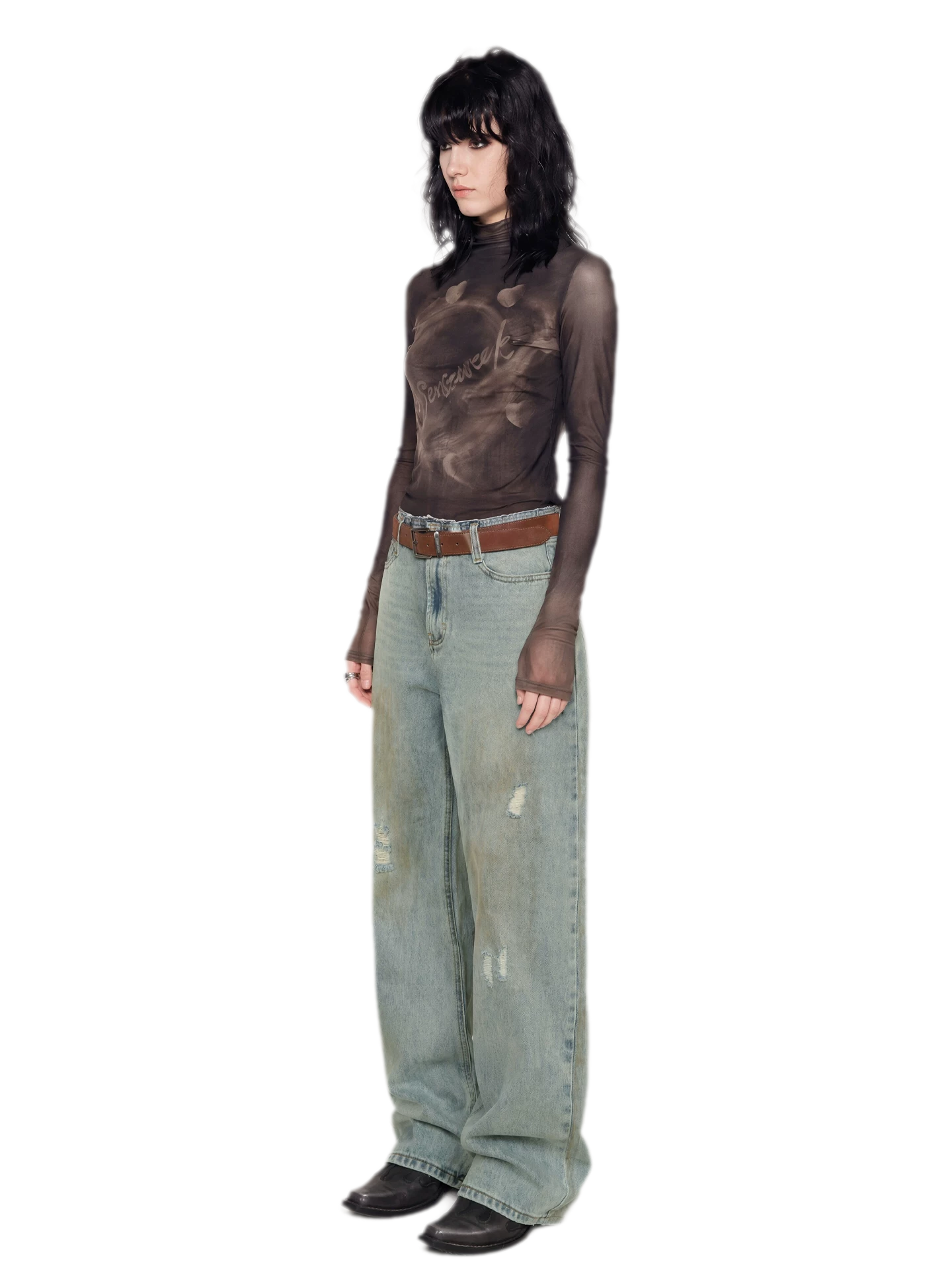 Gradient Eclipse Mesh Turtleneck
