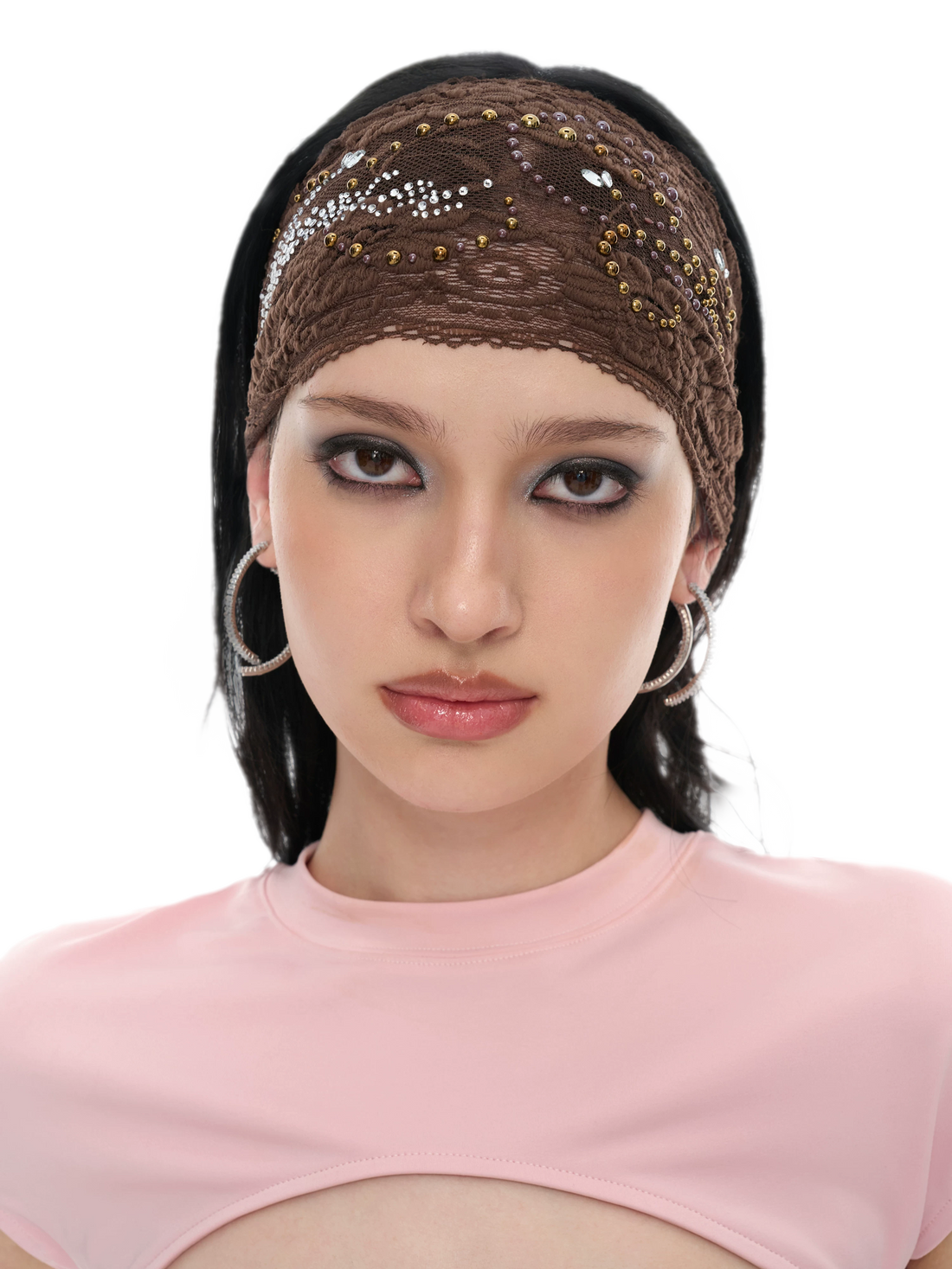 Brown Lace Embellished Headband