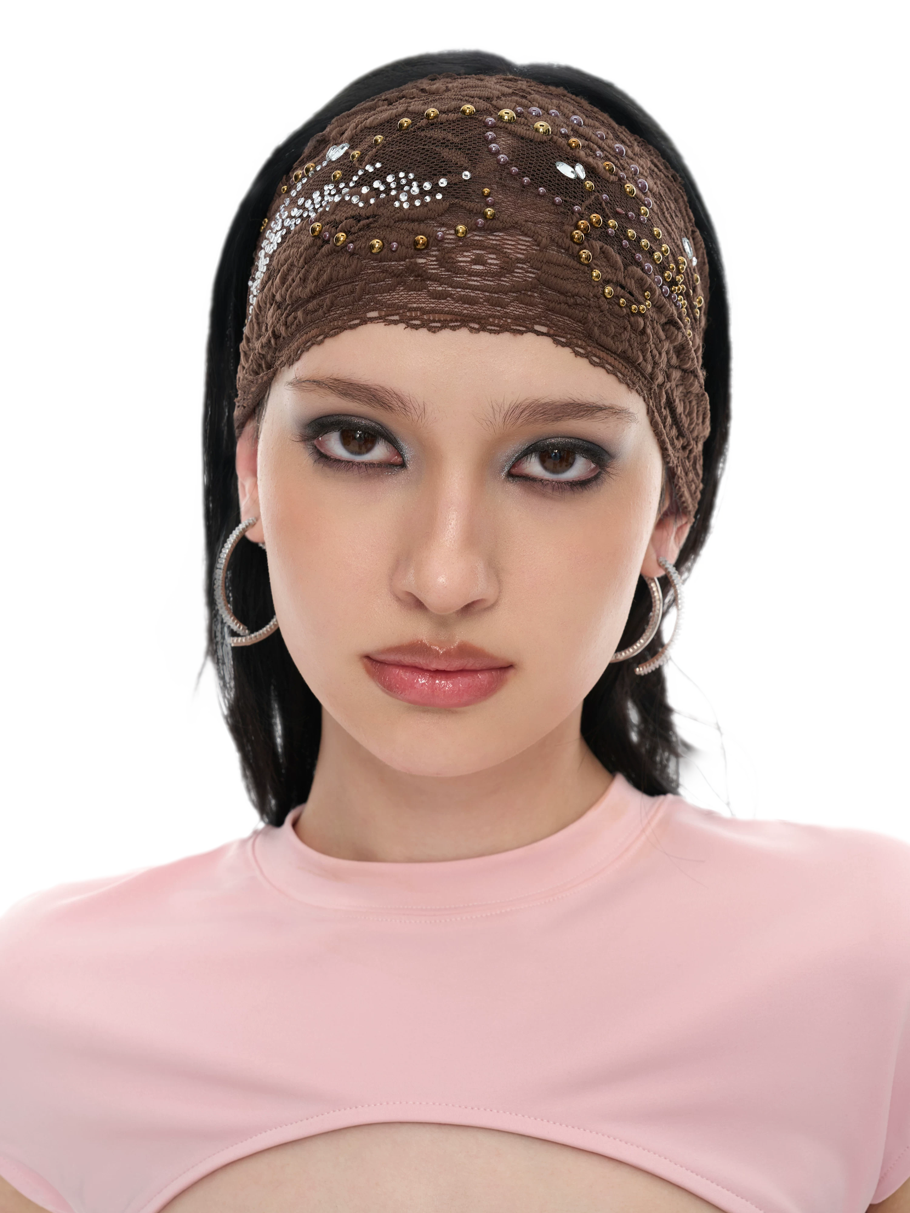 Brown Lace Embellished Headband