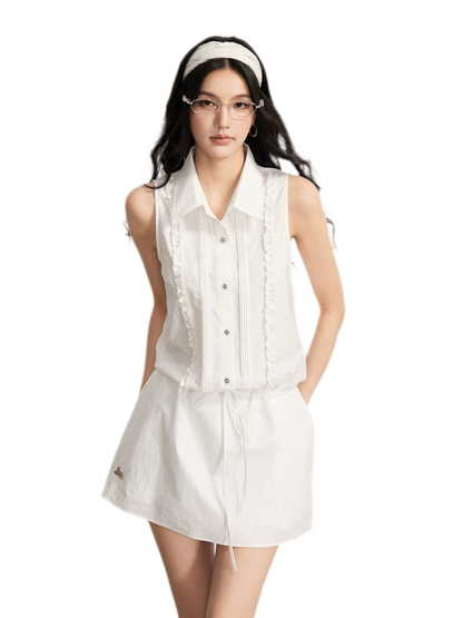 Lace Trim Shirt Dress