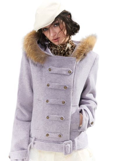 Wool Belted Hooded Coat