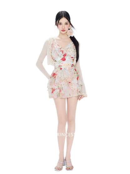 Floral Ruffle Swim Dress