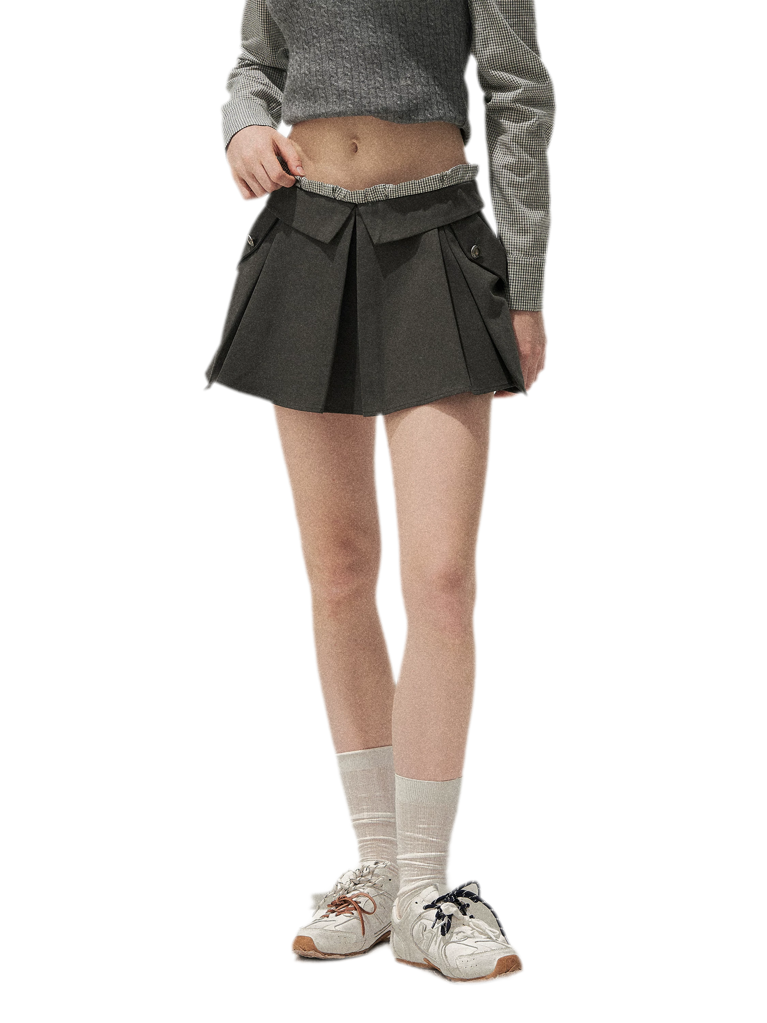 Lyocell Cotton Pleated Mini Skirt