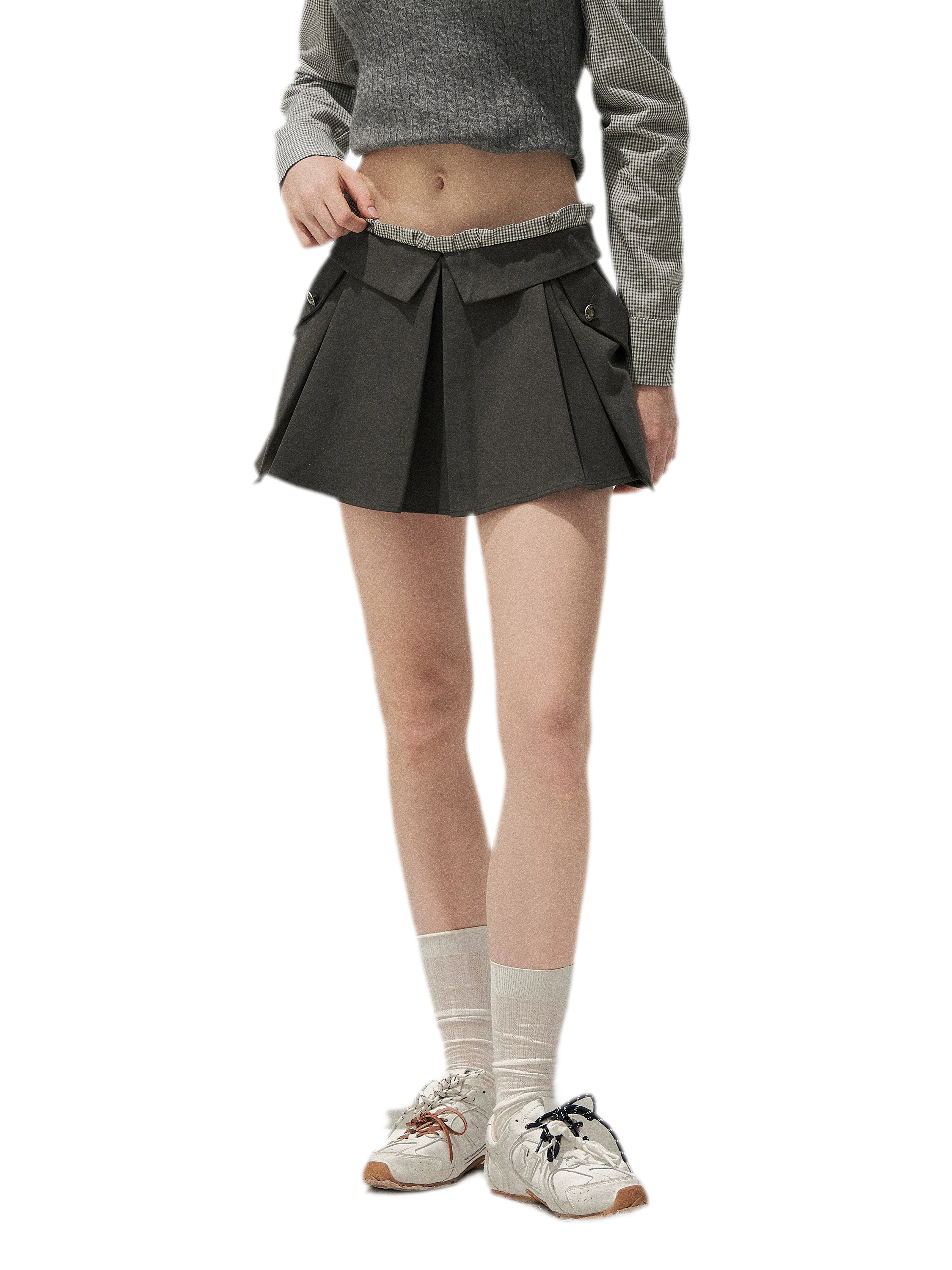 Lyocell Cotton Pleated Mini Skirt
