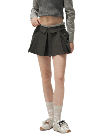 Lyocell Cotton Pleated Mini Skirt