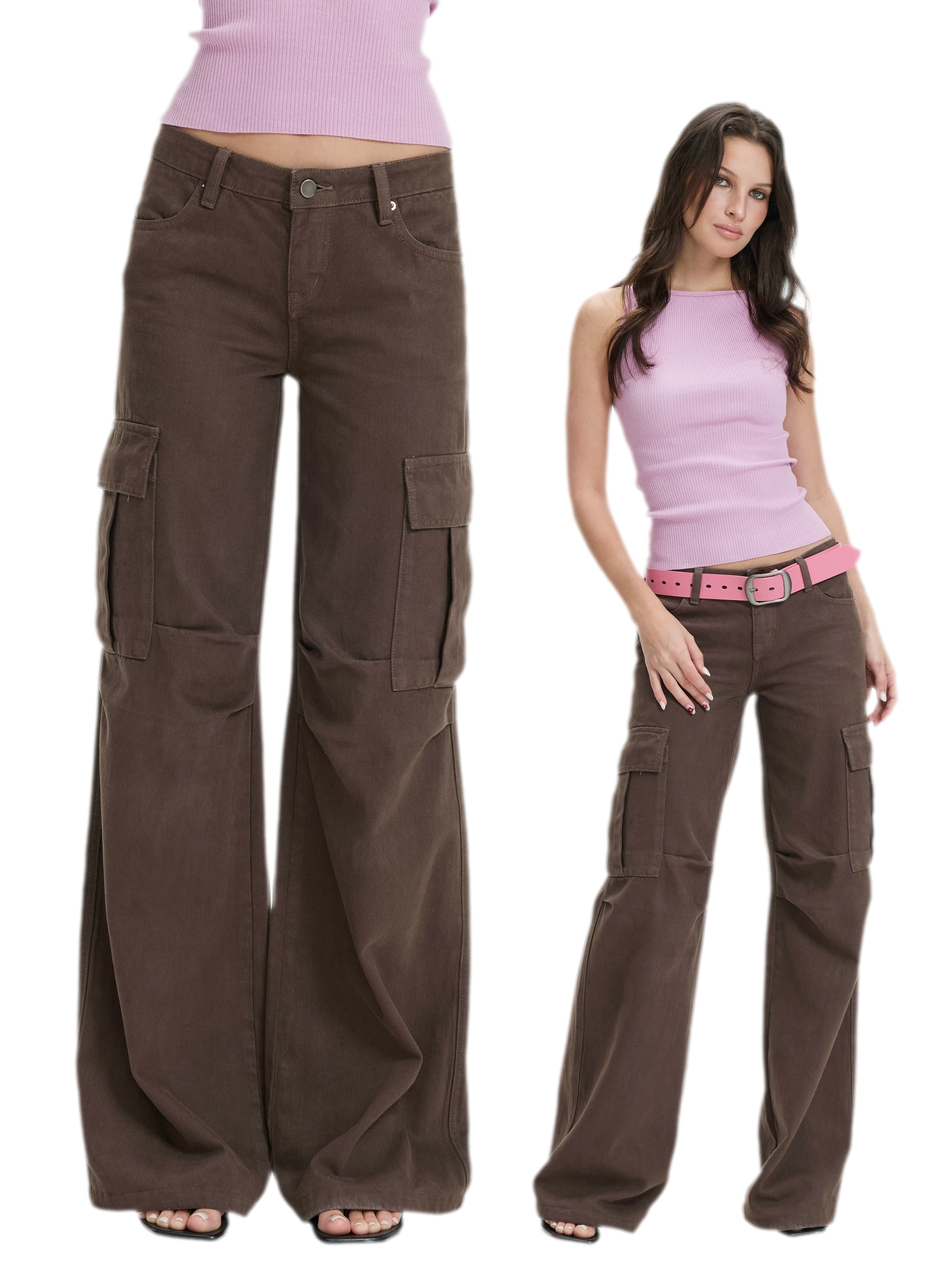 Washed Cargo Wide-Leg Pants