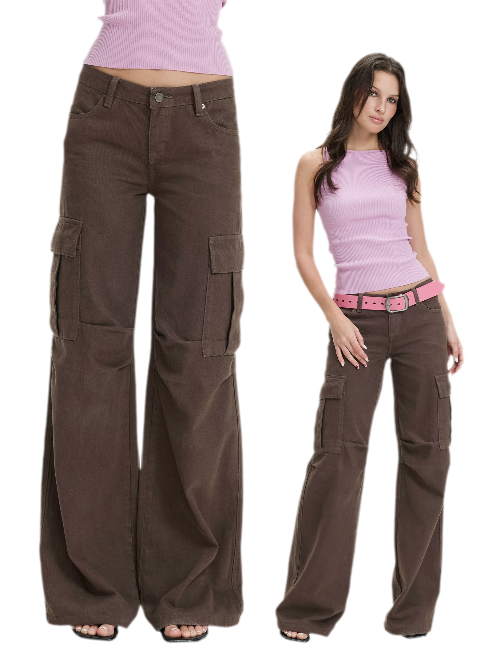 Washed Cargo Wide-Leg Pants