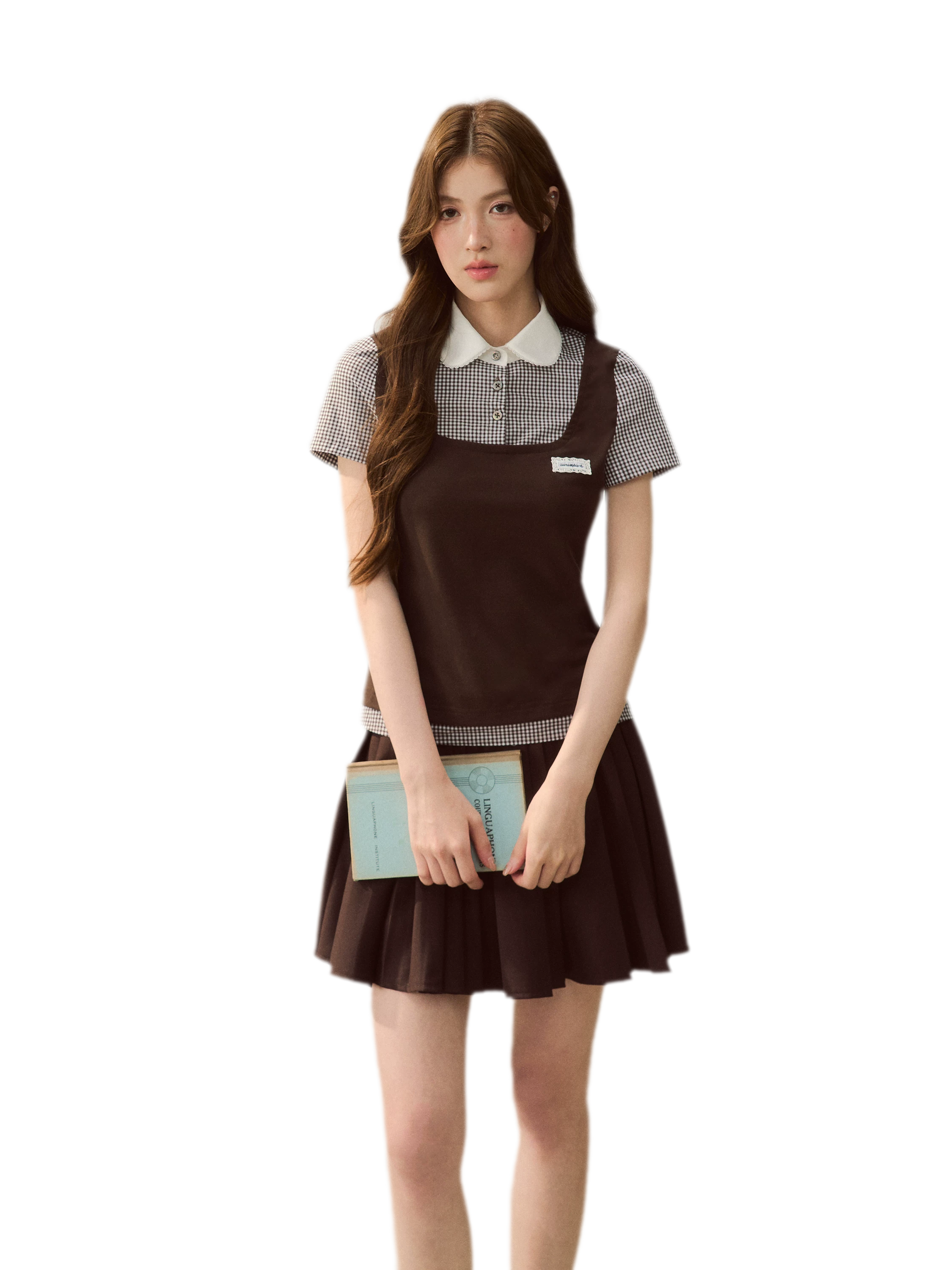 Patchwork Doll Collar Shirt