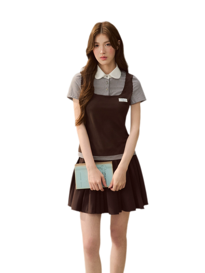 Patchwork Doll Collar Shirt