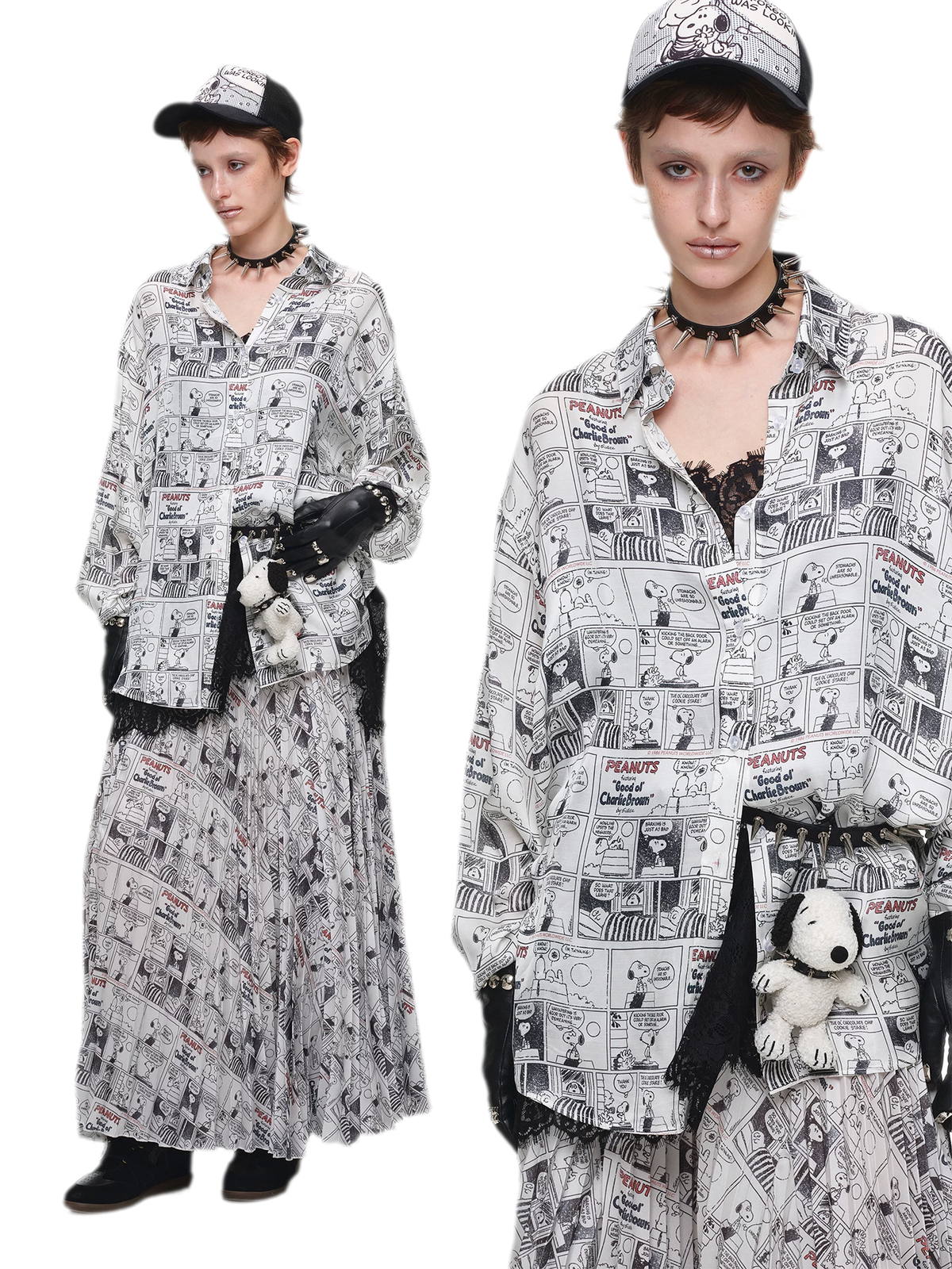 Pleated Newspaper A-Line Skirt