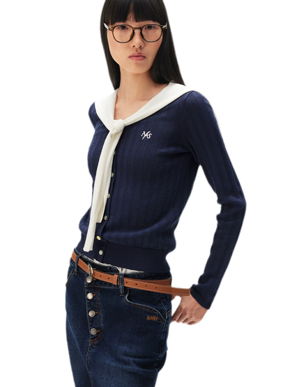 Textured Openwork Knit Cardigan