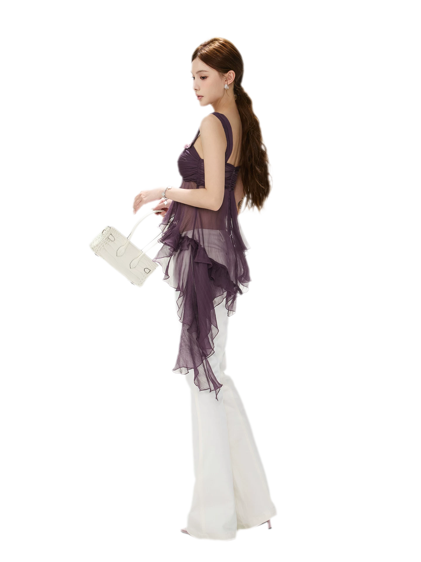 CYNR Misty Chiffon Ruffle Cami – view 4