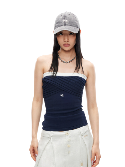 Lace Knit Camisole with Color-Blocked Trim